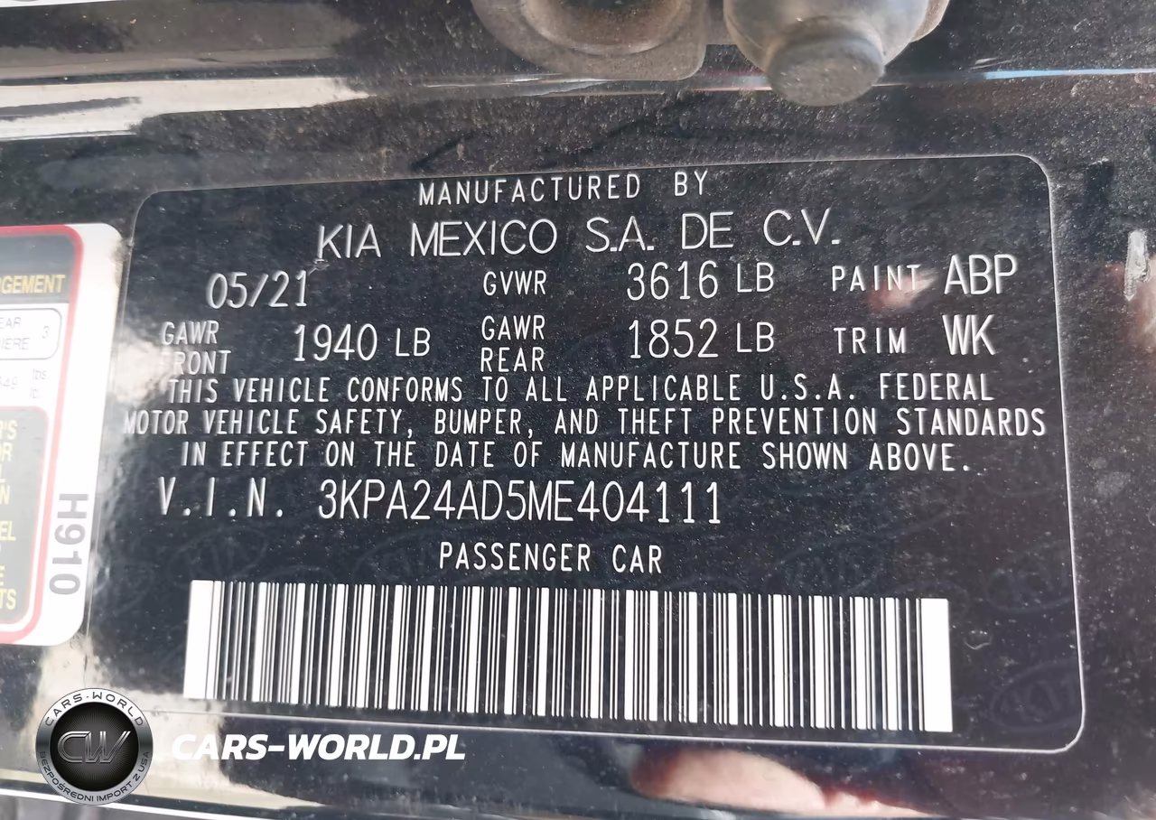 2021 Kia Rio Lx VIN:3KPA24AD5ME404111 - 9