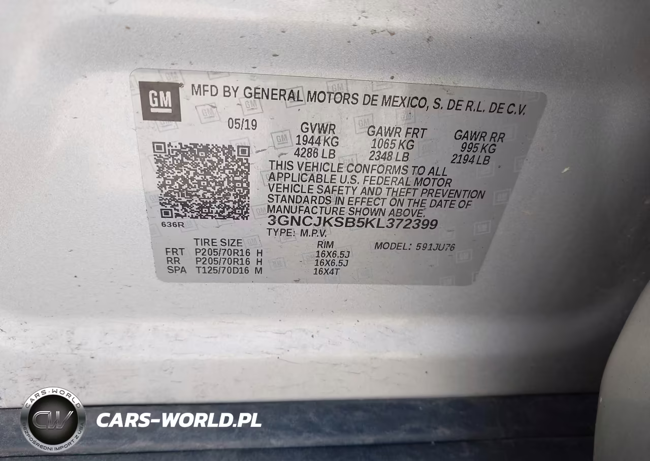2019 Chevrolet Trax Ls VIN:3GNCJKSB5KL372399 - 9