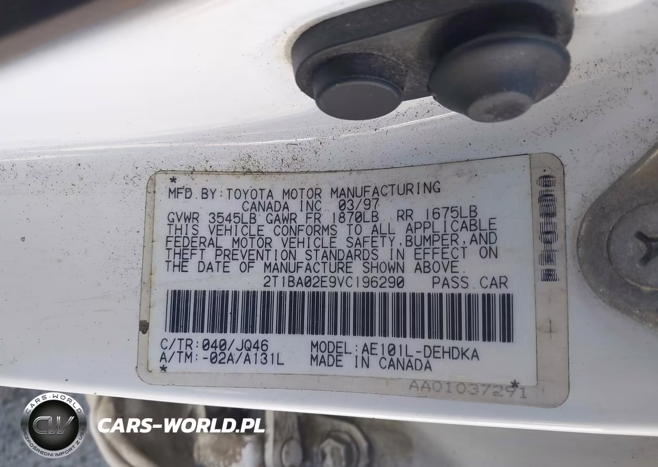 1997 Toyota Corolla Ce VIN:2T1BA02E9VC196290 - 9