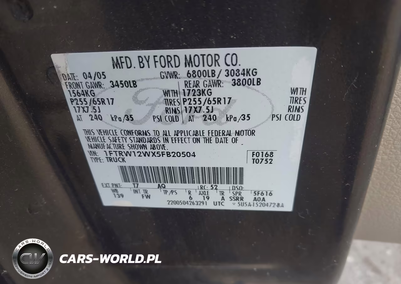 2005 Ford F-150 Xlt VIN:1FTRW12WX5FB20504 - 9