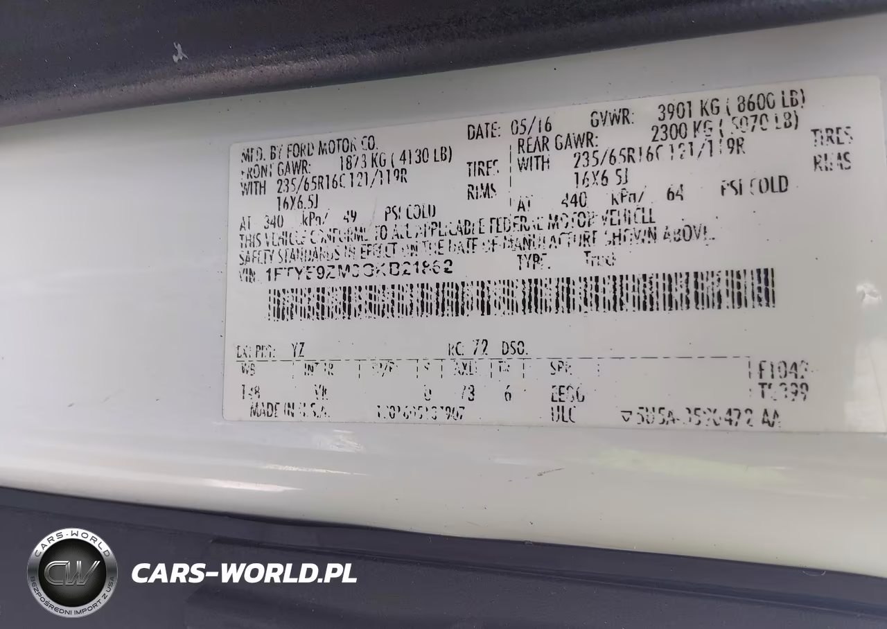 2016 Ford Transit-150 VIN:1FTYE9ZM3GKB21862 - 9