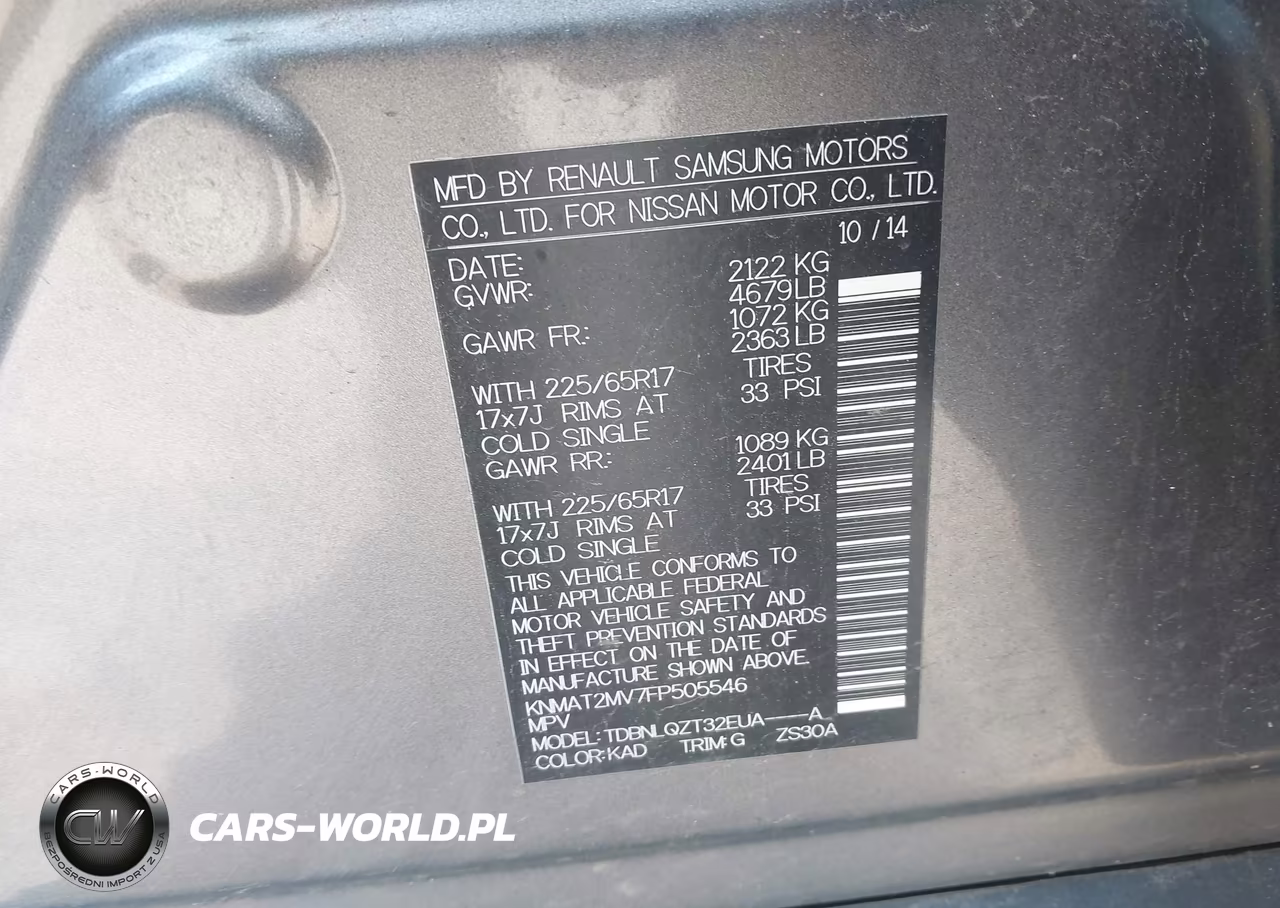 2015 Nissan Rogue Sv VIN:KNMAT2MV7FP505546 - 9