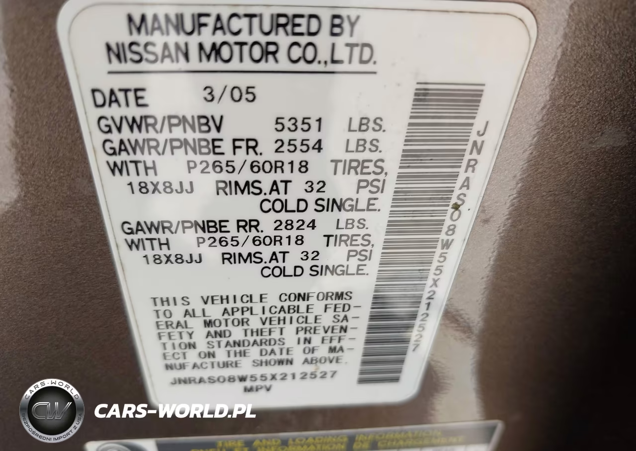 2005 Infiniti Fx35 VIN:JNRAS08W55X212527 - 9