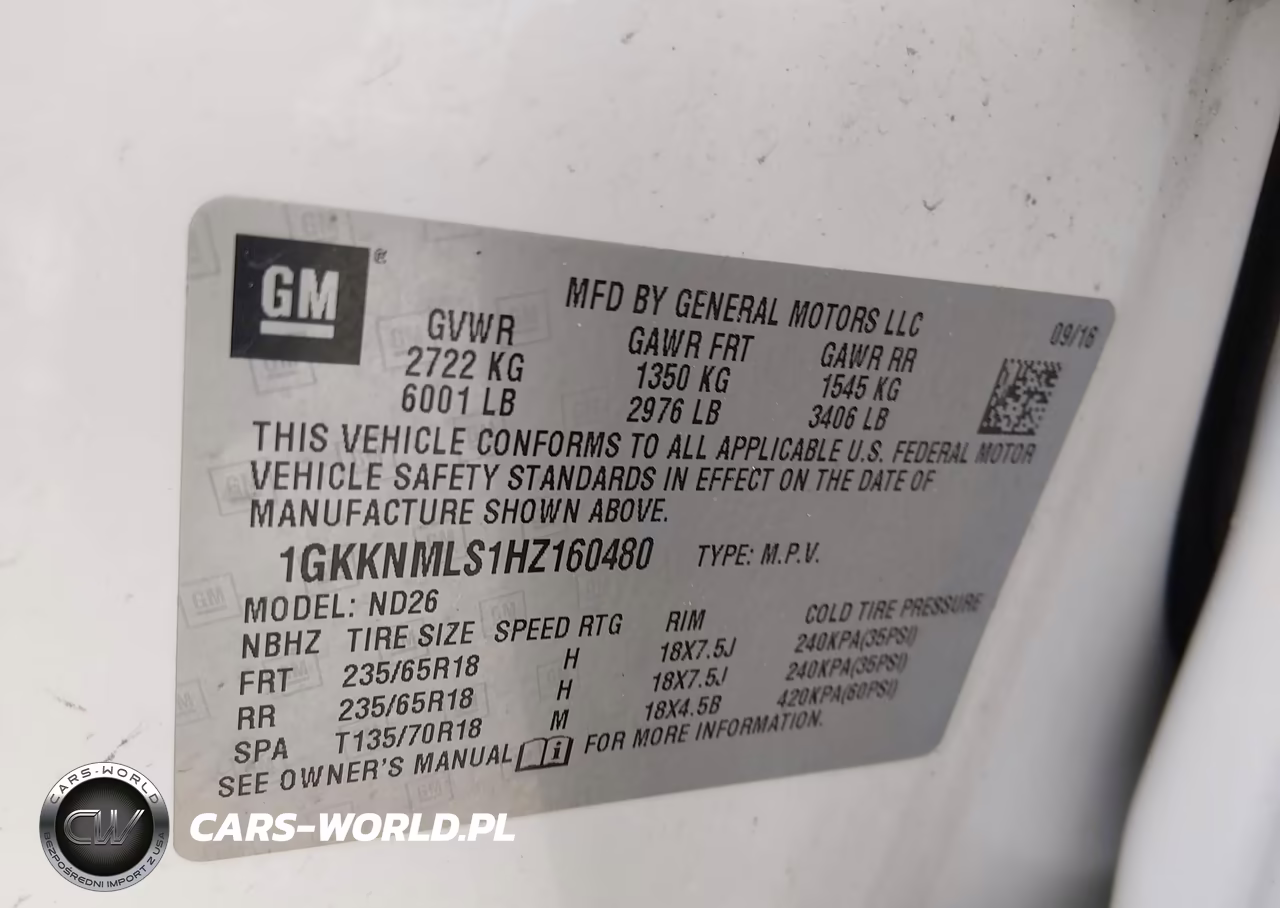 2017 GMC Acadia Slt-1 VIN:1GKKNMLS1HZ160480 - 9
