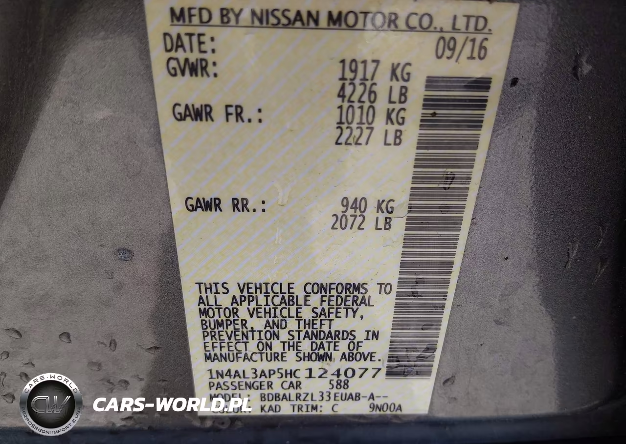 2017 Nissan Altima 2.5 Sl VIN:1N4AL3AP5HC124077 - 9