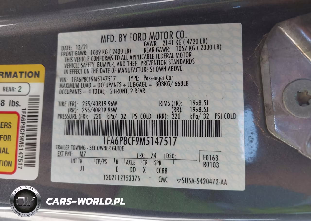 2021 Ford Mustang Gt VIN:1FA6P8CF9M5147517 - 9
