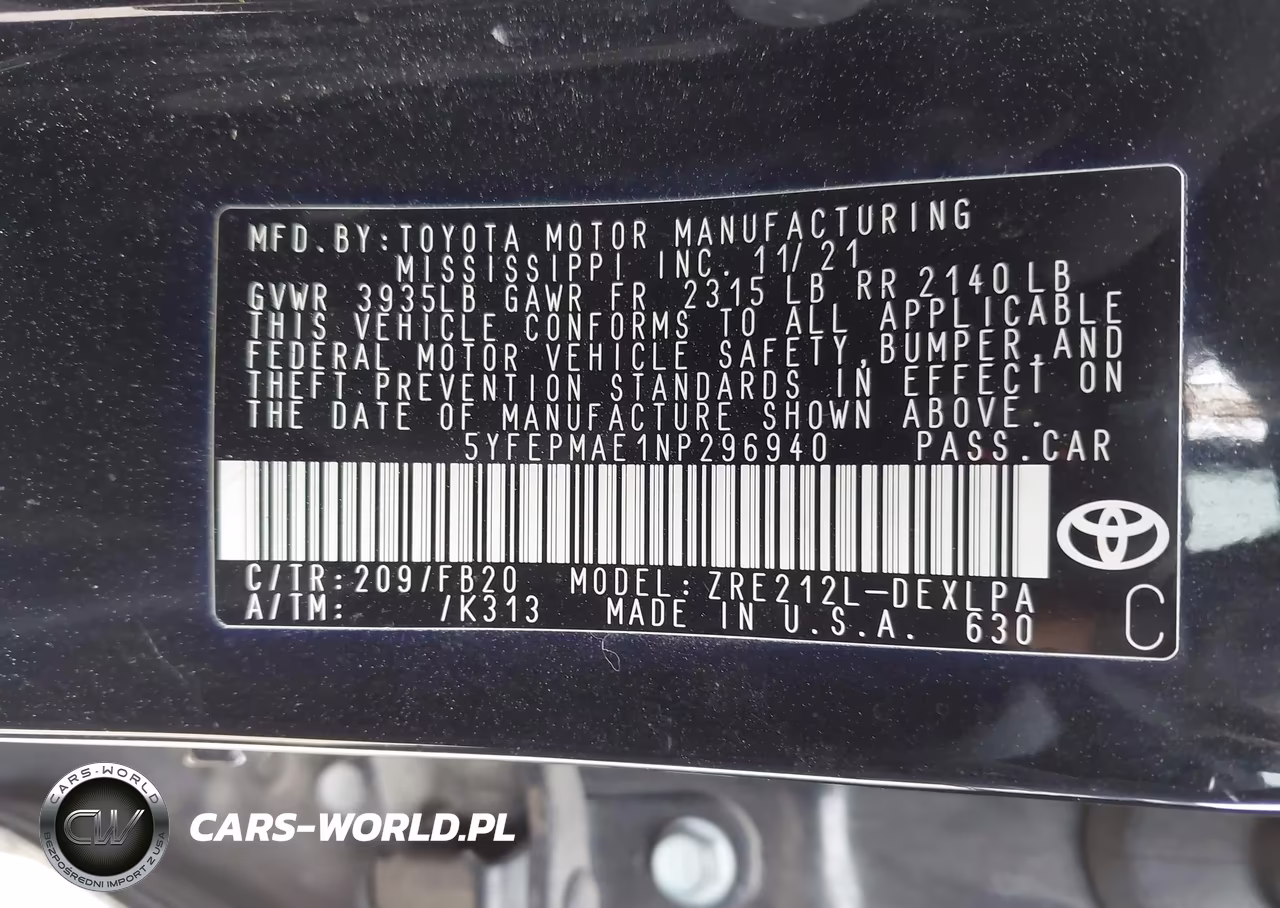 2022 Toyota Corolla Le VIN:5YFEPMAE1NP296940 - 9