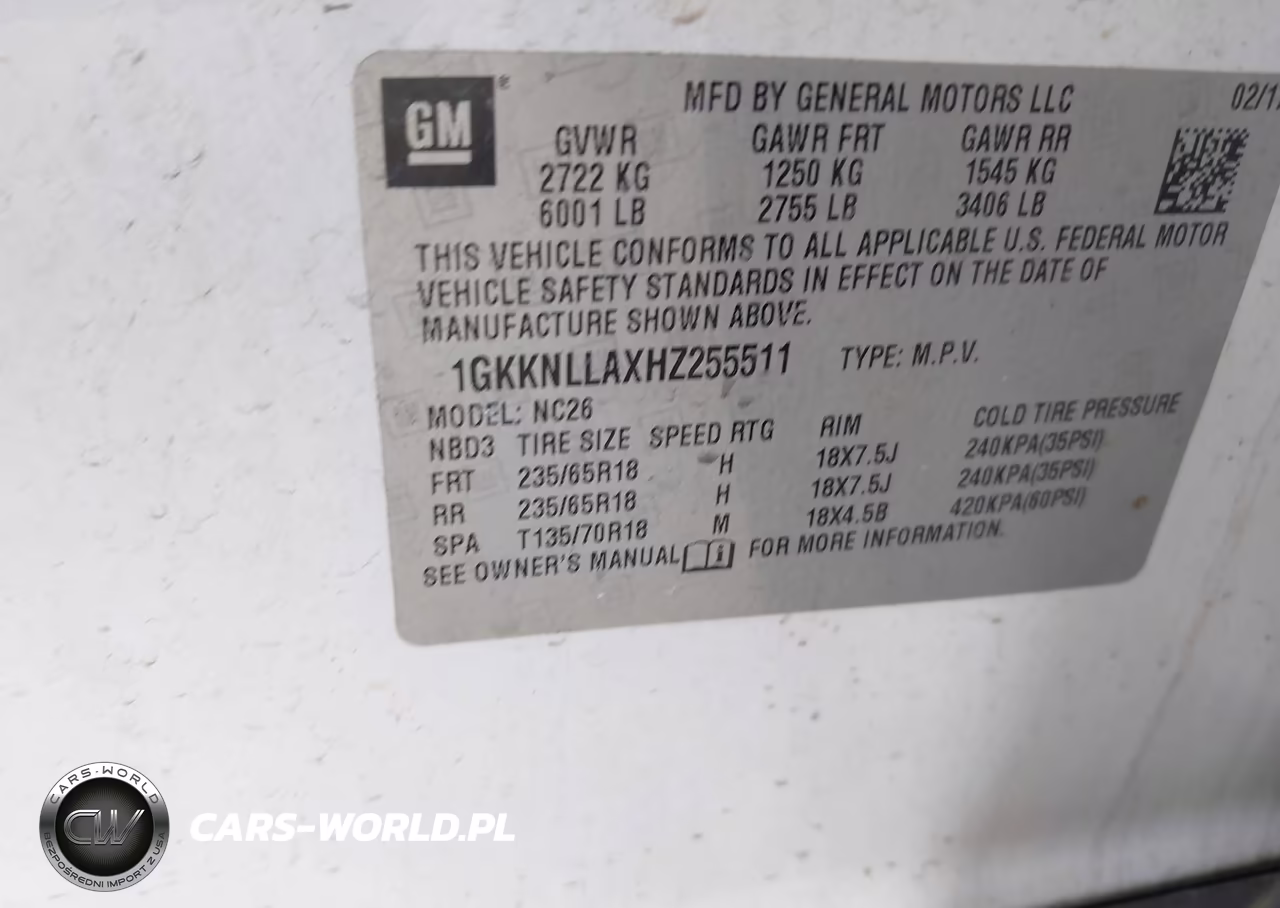 2017 GMC Acadia Sle-2 VIN:1GKKNLLAXHZ255511 - 9