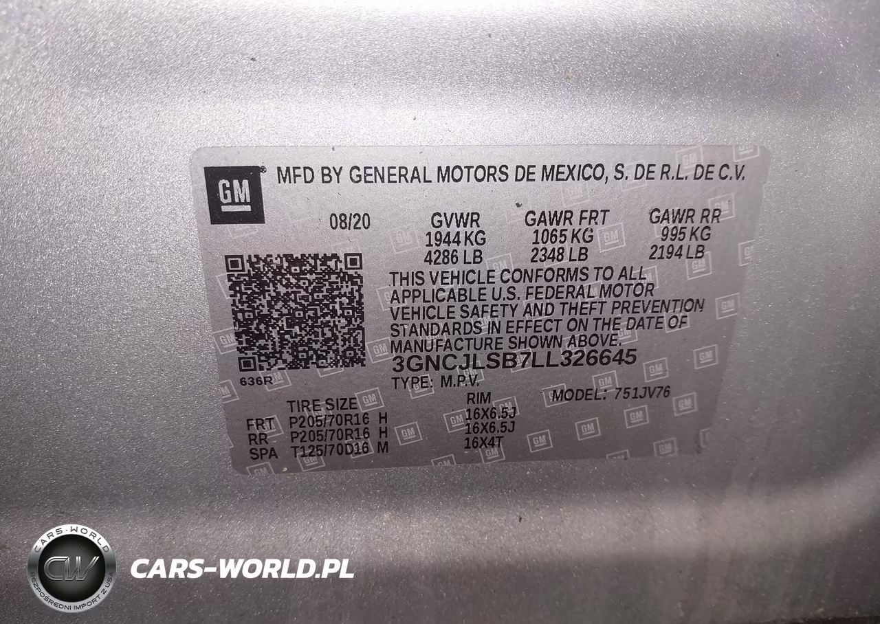 2020 Chevrolet Trax Fwd Lt VIN:3GNCJLSB7LL326645 - 9