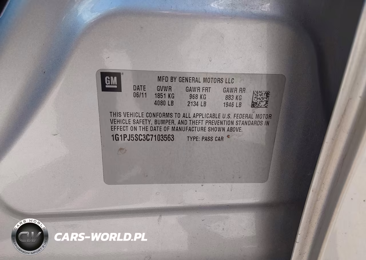 2012 Chevrolet Cruze Eco VIN:1G1PJ5SC3C7103563 - 9