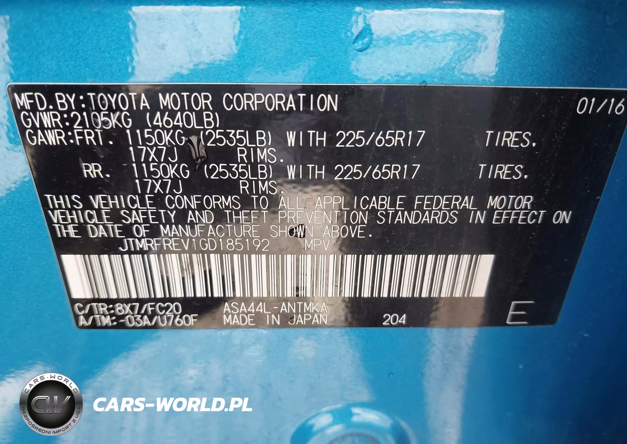 2016 Toyota Rav4 Xle VIN:JTMRFREV1GD185192 - 9