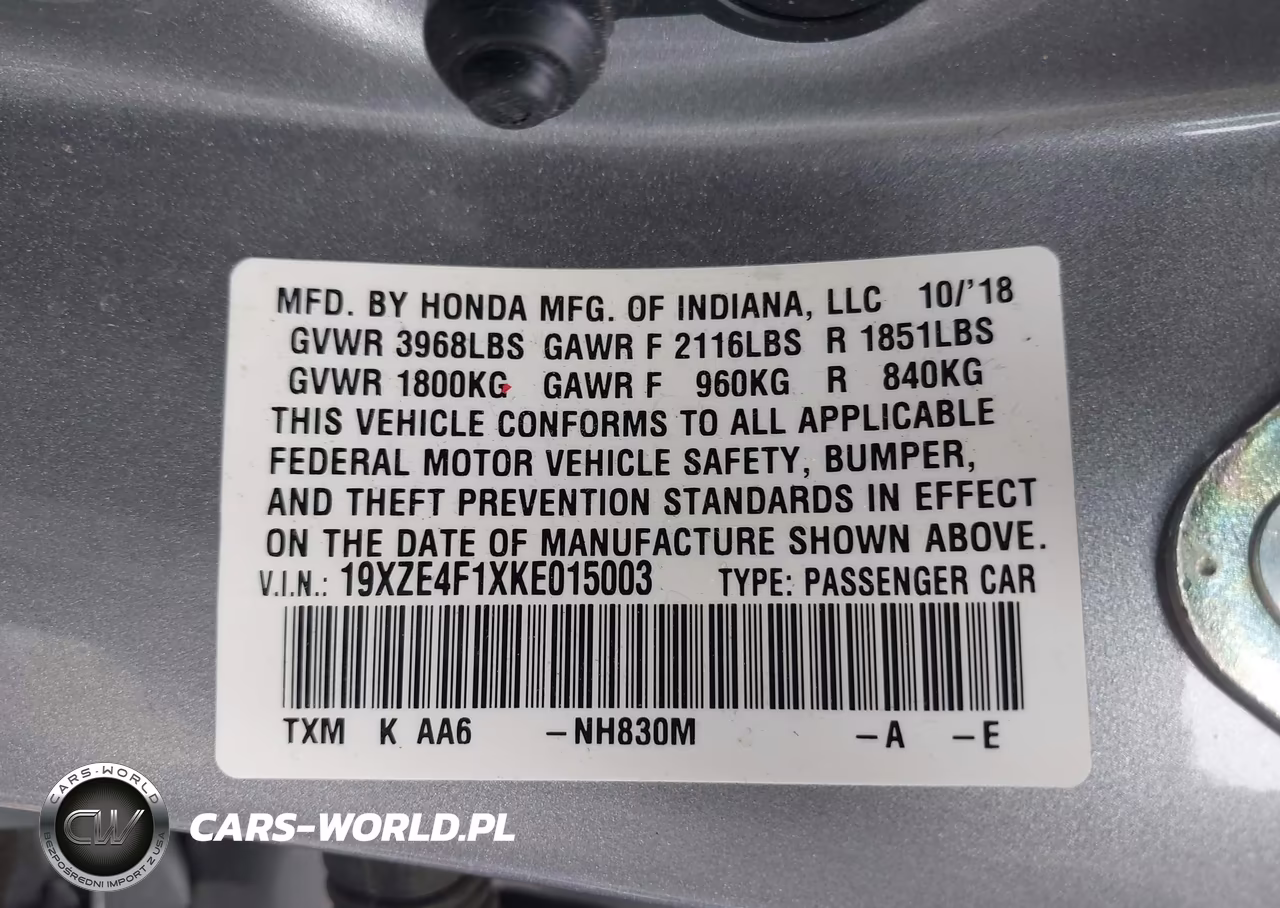 2019 Honda Insight Lx VIN:19XZE4F1XKE015003 - 9