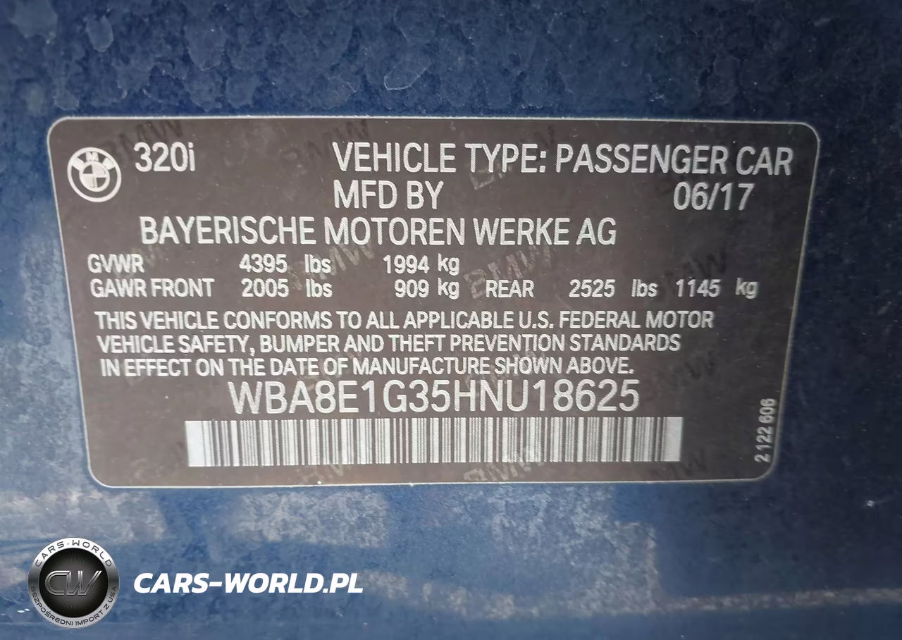 2017 BMW 320I VIN:WBA8E1G35HNU18625 - 9