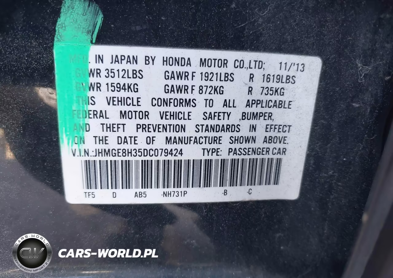 2013 Honda Fit VIN:JHMGE8H35DC079424 - 9