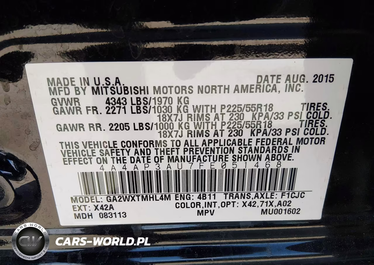 2015 Mitsubishi Outlander Sport Es VIN:4A4AP3AU7FE051468 - 9