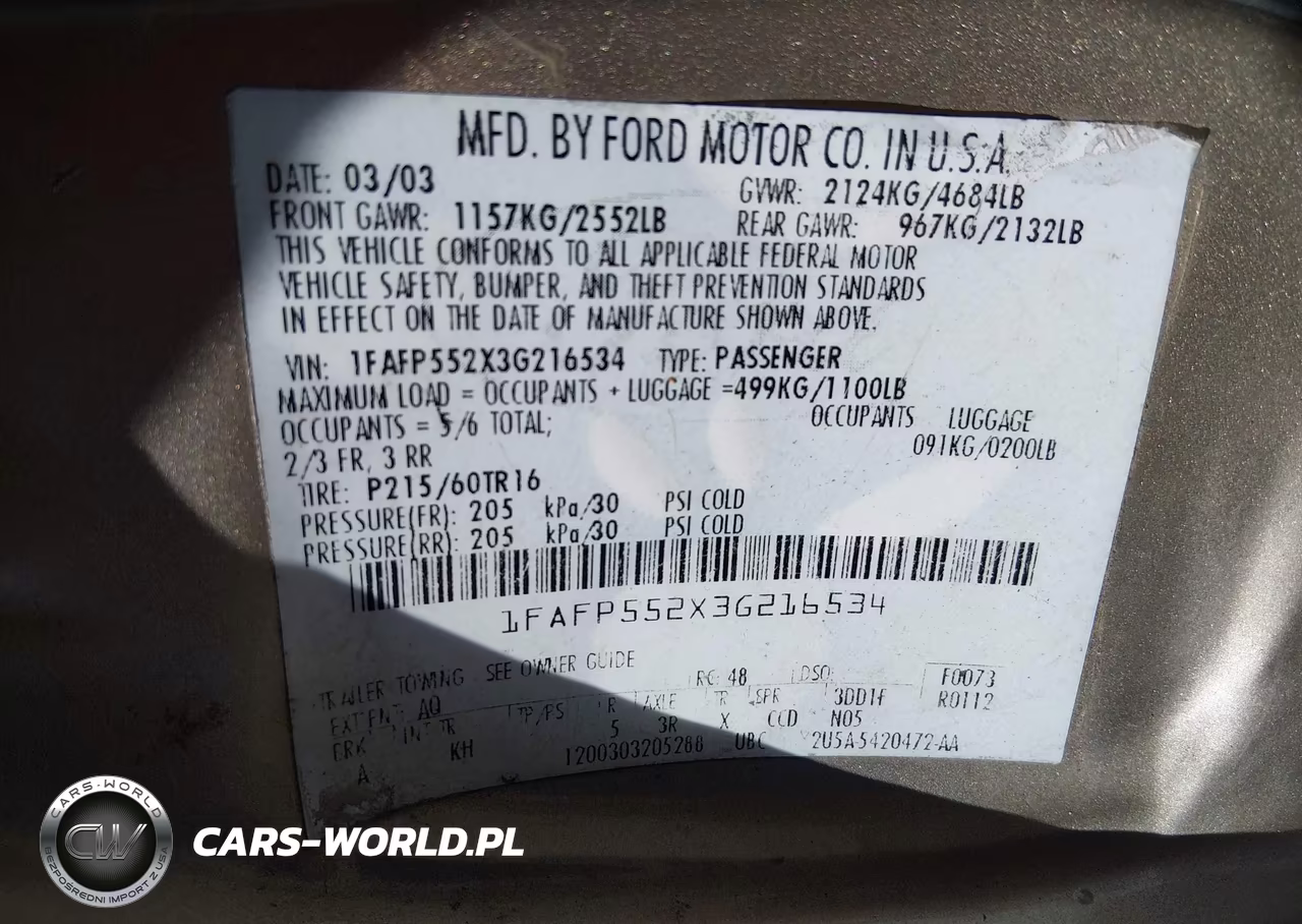 2003 Ford Taurus Ses VIN:1FAFP552X3G216534 - 9