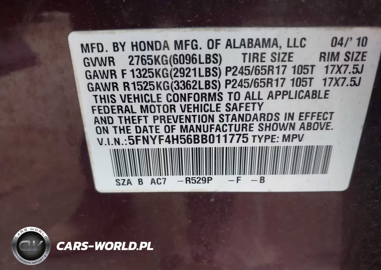 2011 Honda Pilot Ex-L VIN:5FNYF4H56BB011775 - 9
