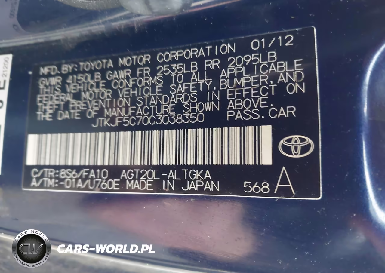 2012 Scion Tc VIN:JTKJF5C70C3038350 - 9