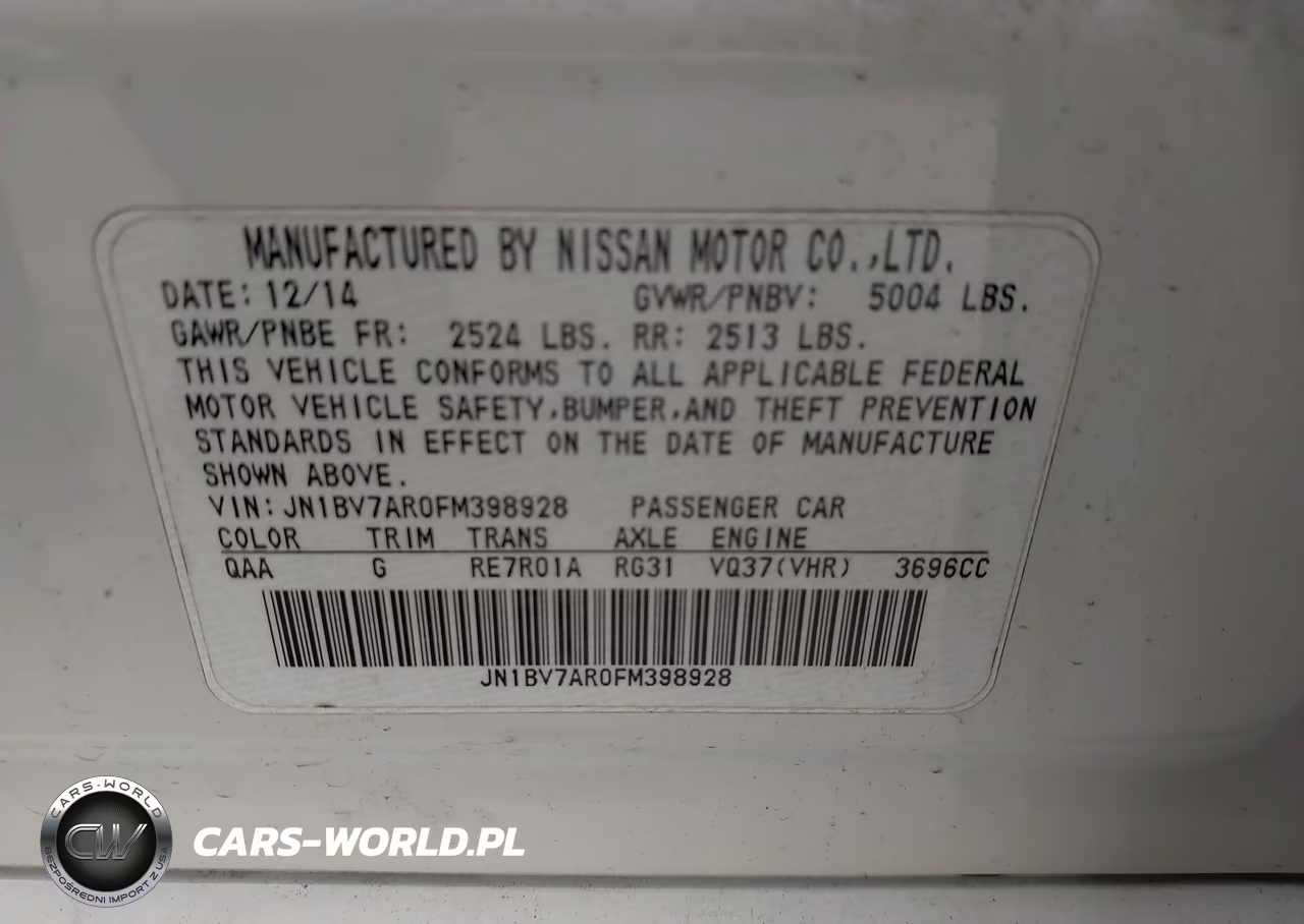 2015 Infiniti Q50 VIN:JN1BV7AR0FM398928 - 9