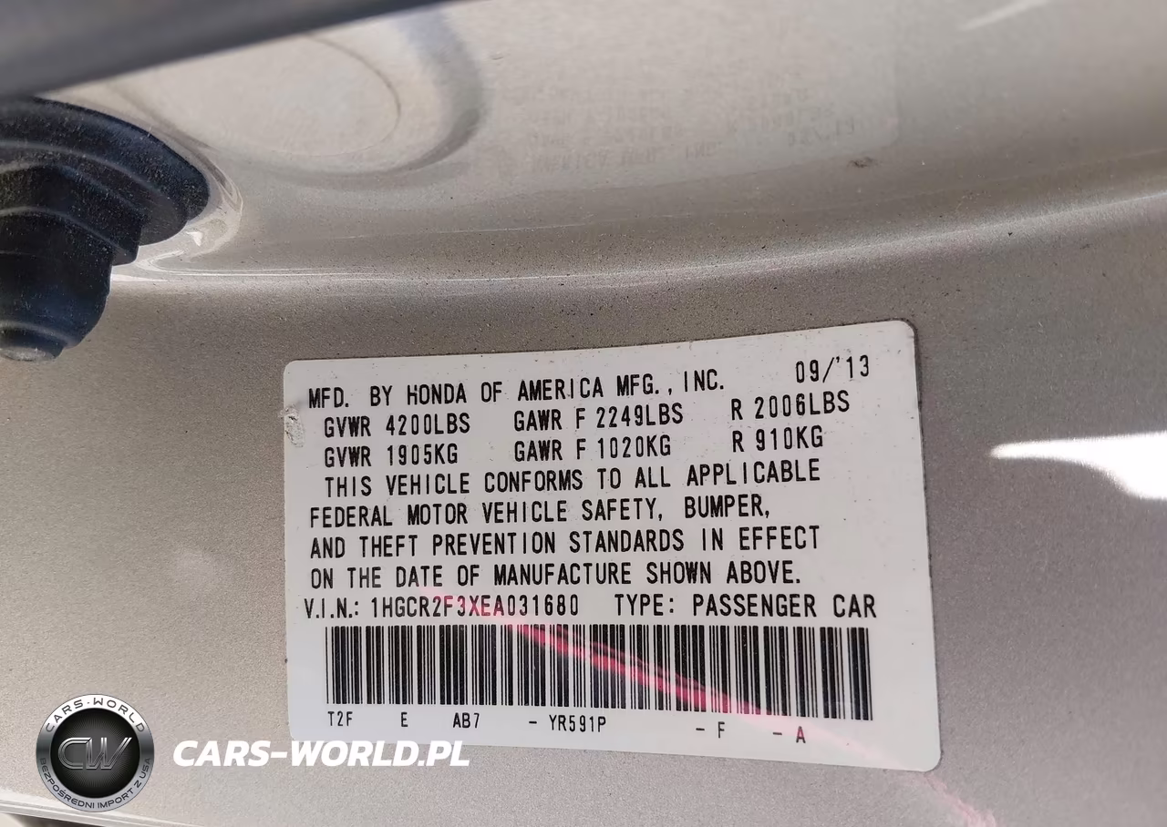 2014 Honda Accord Lx VIN:1HGCR2F3XEA031680 - 9