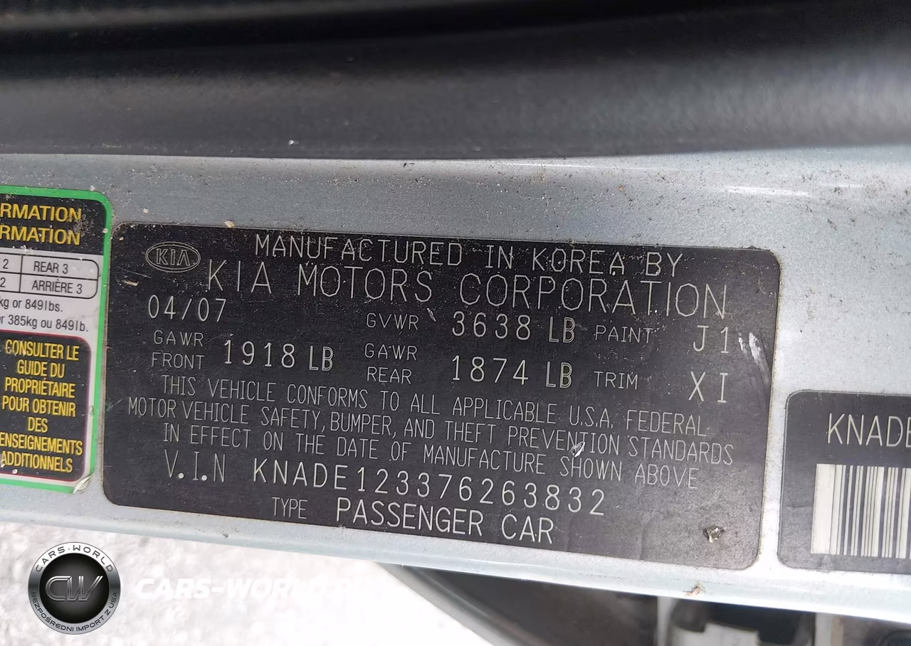 2007 Kia Rio Lx VIN:KNADE123376263832 - 9