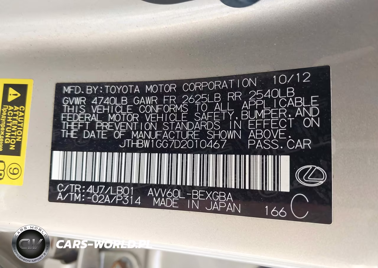 2013 Lexus Es 300H VIN:JTHBW1GG7D2010467 - 9