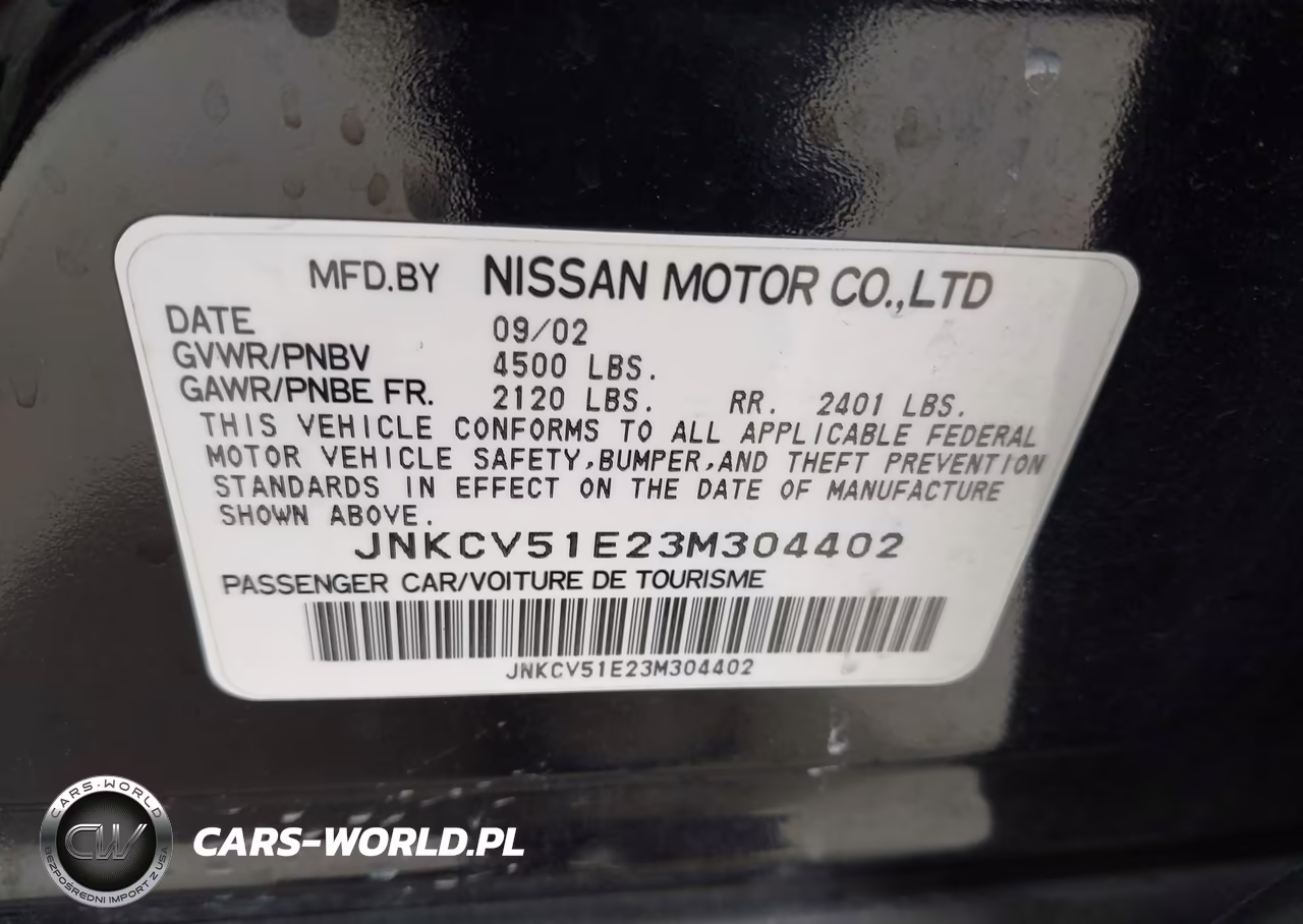 2003 Infiniti G35 Luxury Leather VIN:JNKCV51E23M304402 - 9