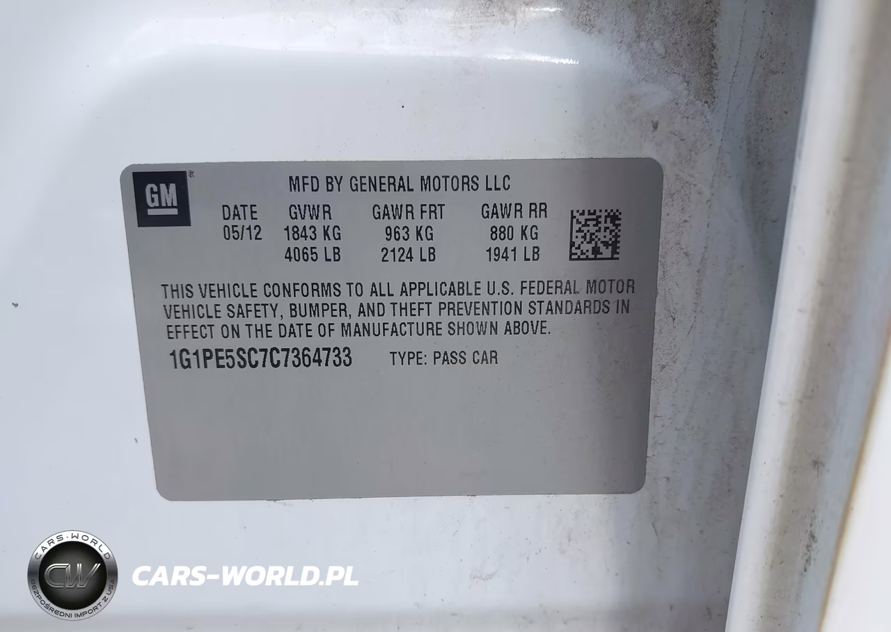 2012 Chevrolet Cruze Lt VIN:1G1PE5SC7C7364733 - 9