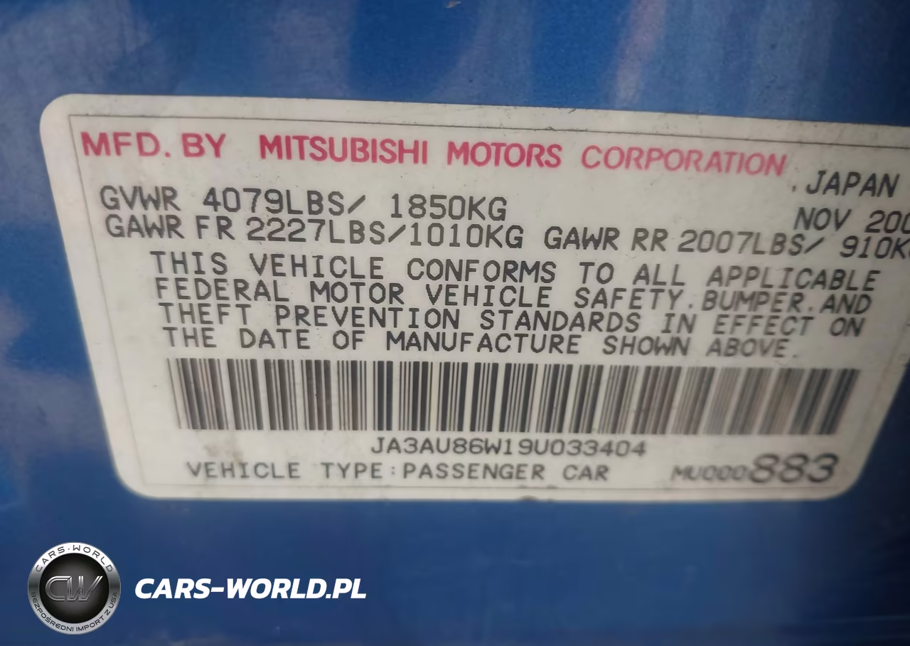 2009 Mitsubishi Lancer Gts VIN:JA3AU86W19U033404 - 9