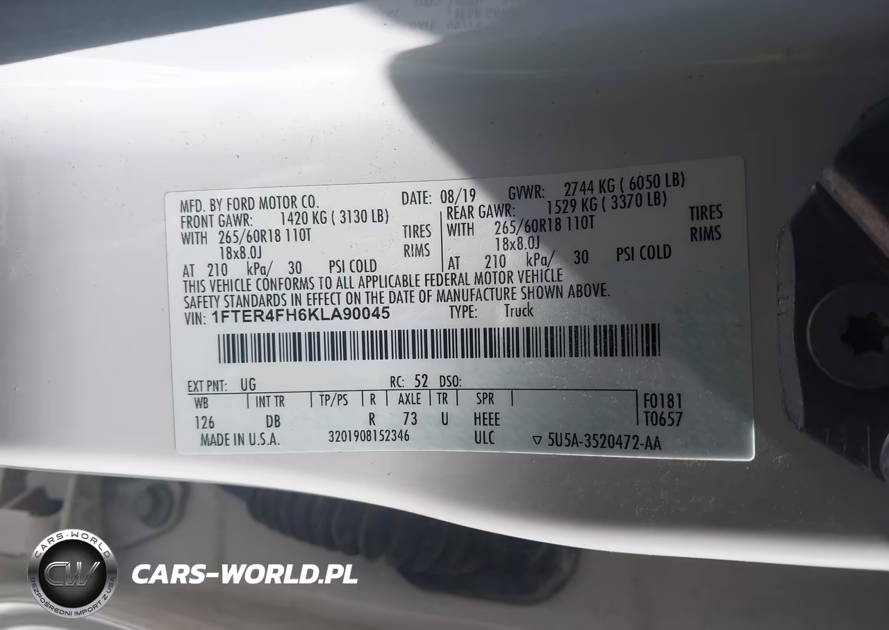 2019 Ford Ranger Lariat VIN:1FTER4FH6KLA90045 - 9