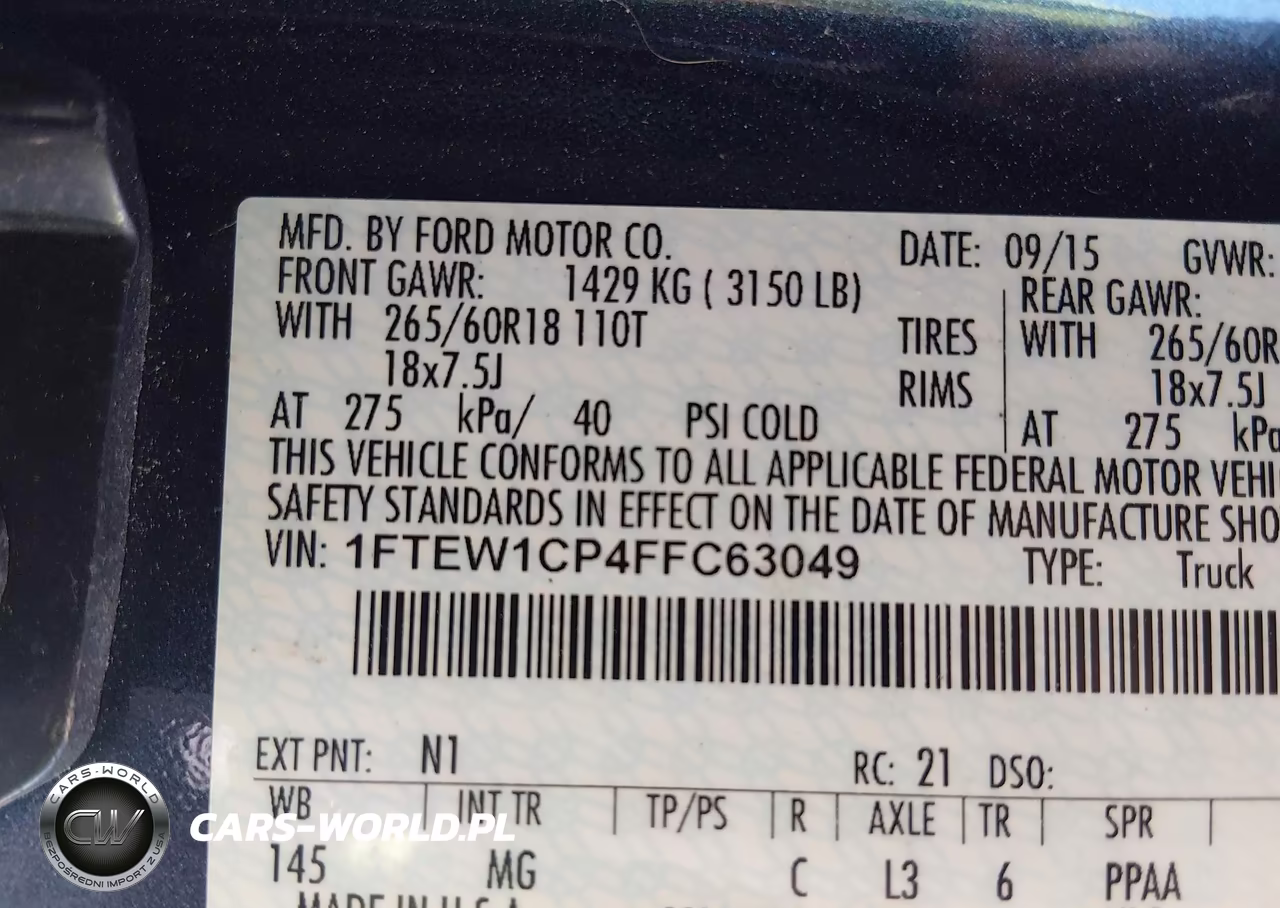 2015 Ford F-150 Xlt VIN:1FTEW1CP4FFC63049 - 9