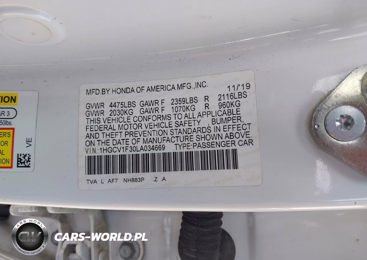 2020 Honda Accord Sport VIN:1HGCV1F30LA034669 - 9