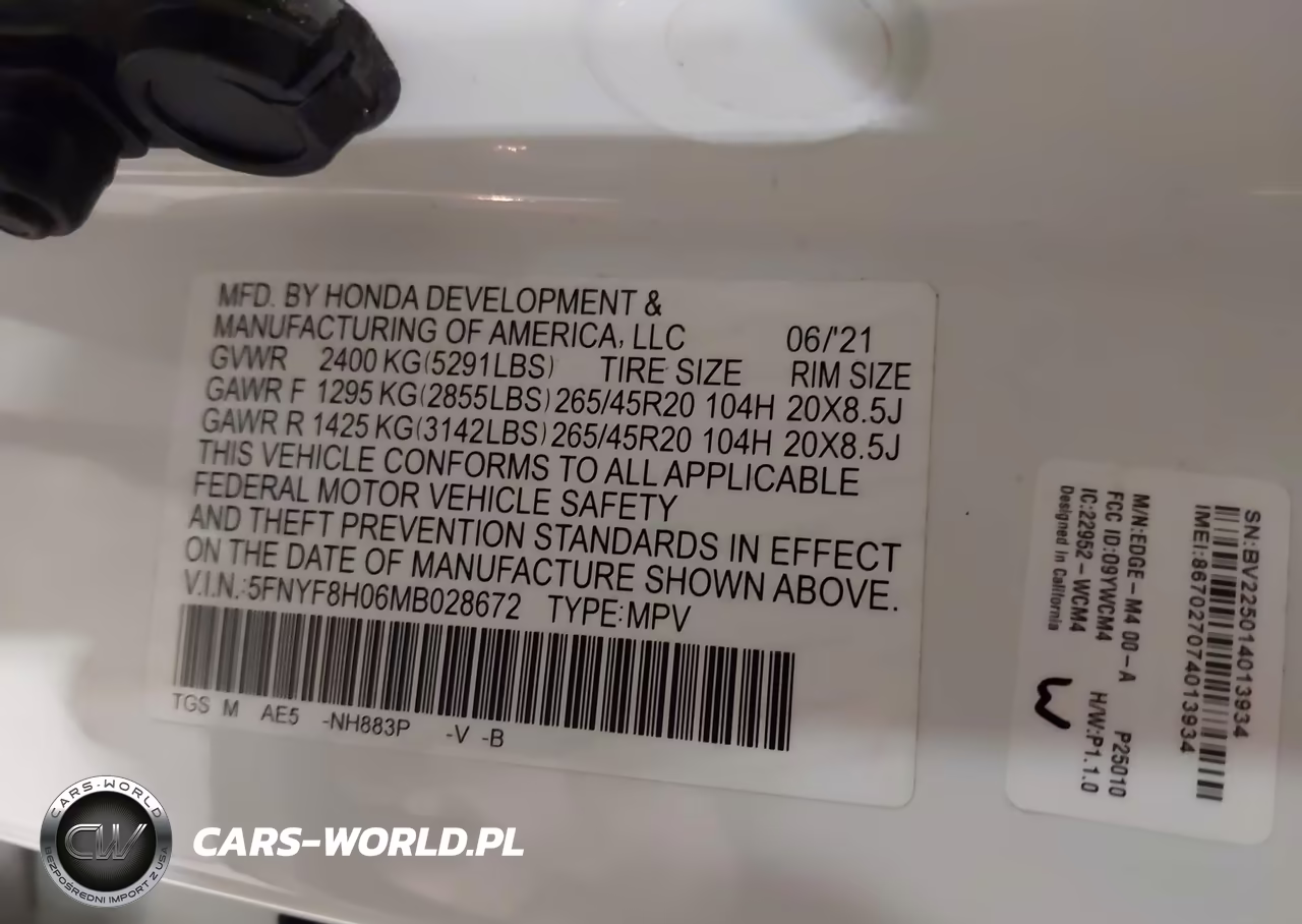 2021 Honda Passport Awd Elite VIN:5FNYF8H06MB028672 - 9