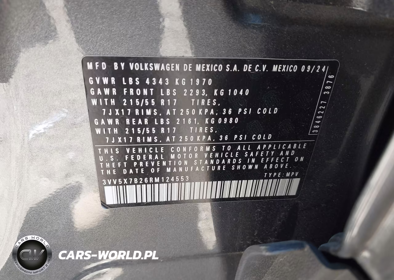 2024 Volkswagen Taos 1.5T S VIN:3VV5X7B26RM124553 - 9
