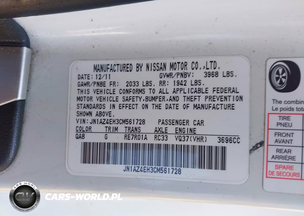 2012 Nissan 370Z Touring VIN:JN1AZ4EH3CM561728 - 9