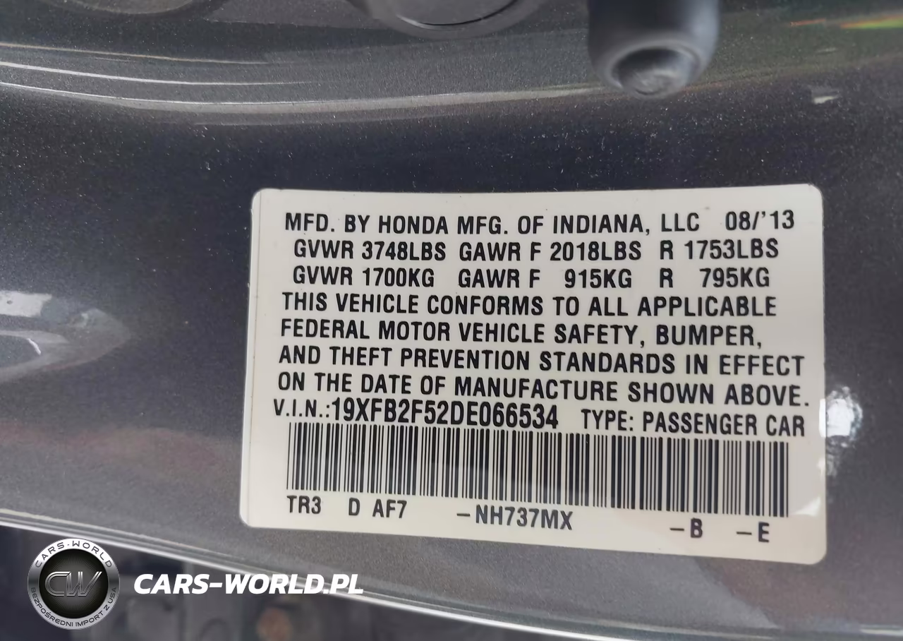 2013 Honda Civic Lx VIN:19XFB2F52DE066534 - 9