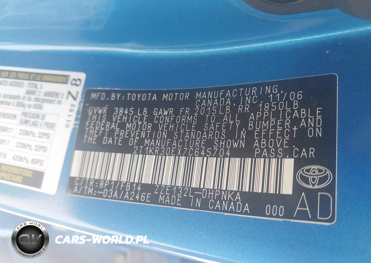2007 Toyota Matrix Xr VIN:2T1KR30EX7C645704 - 9