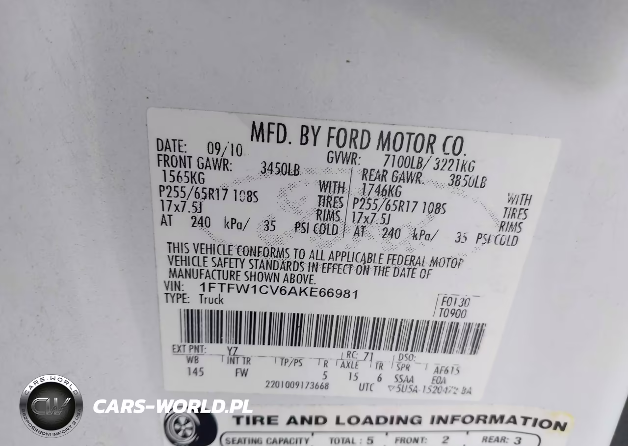 2010 Ford F-150 VIN:1FTFW1CV6AKE66981 - 9