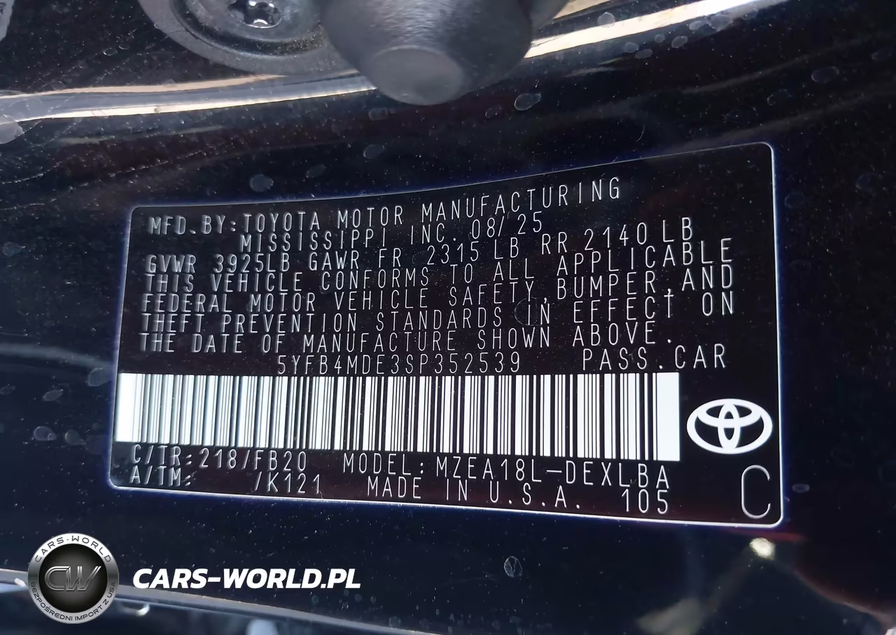 2025 Toyota Corolla Le VIN:5YFB4MDE3SP352539 - 9