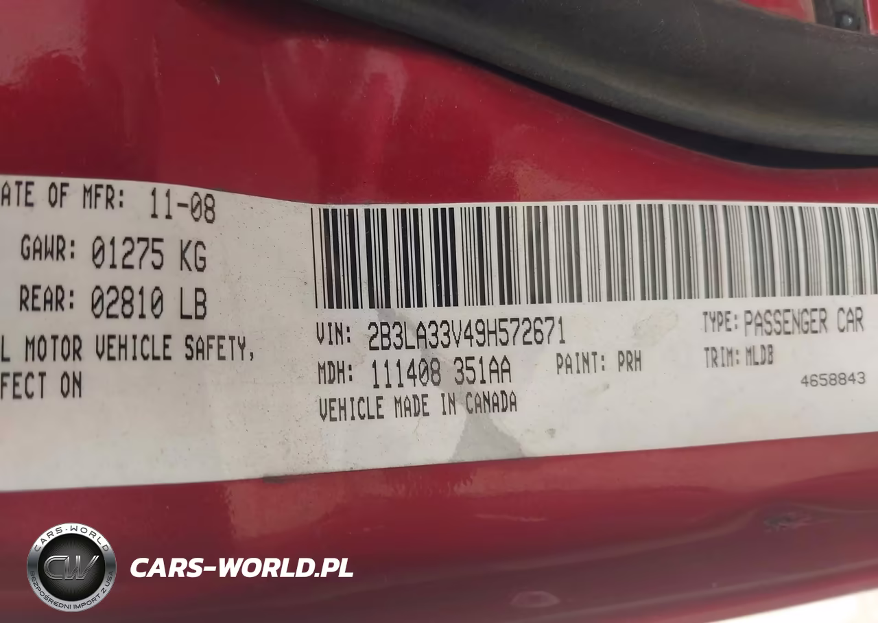 2009 Dodge Charger Sxt VIN:2B3LA33V49H572671 - 9