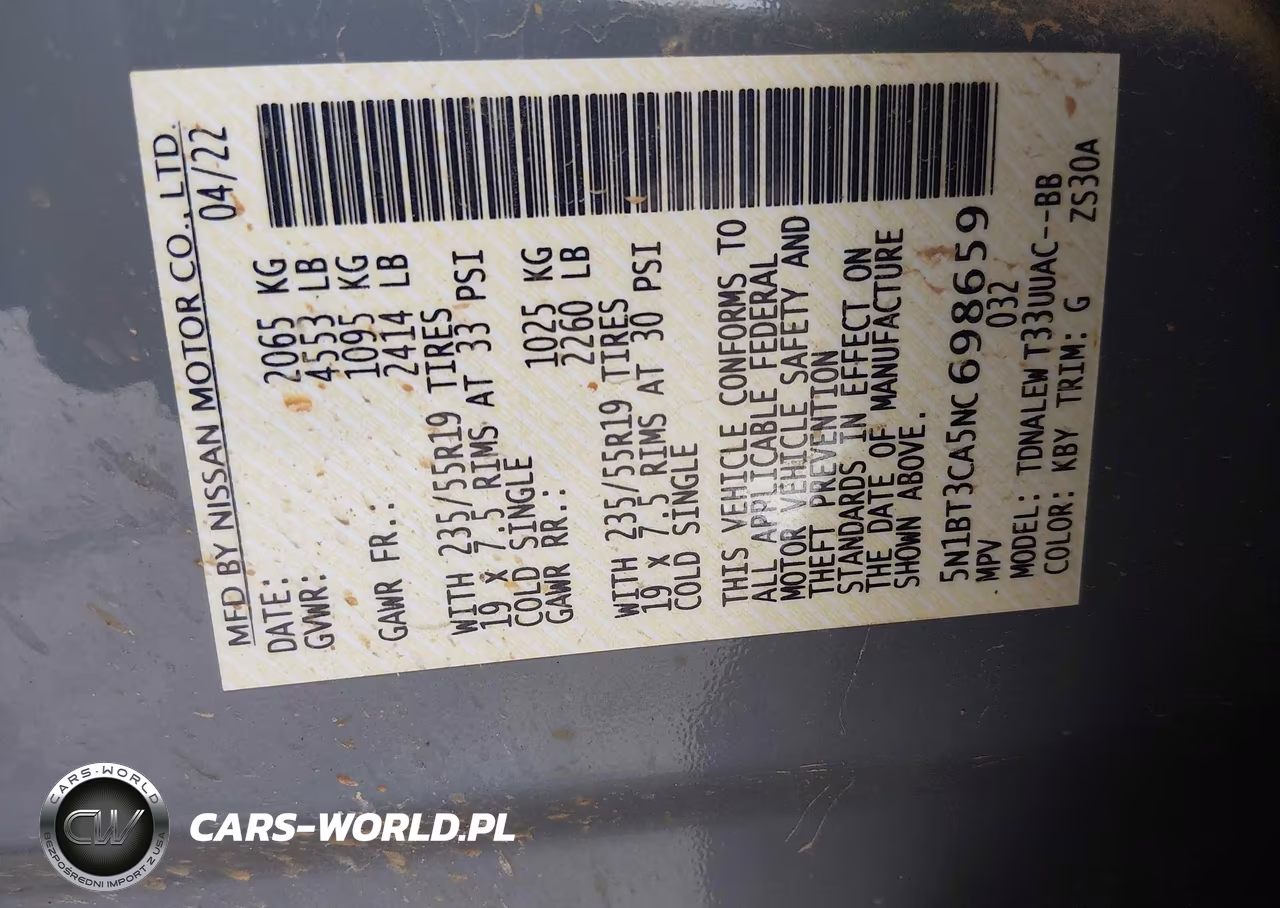 2022 Nissan Rogue Sl Fwd VIN:5N1BT3CA5NC698659 - 9