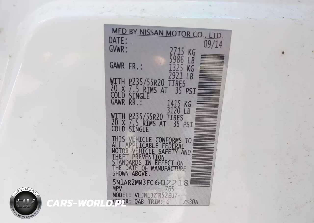 2015 Nissan Pathfinder Platinum VIN:5N1AR2MM3FC602218 - 9