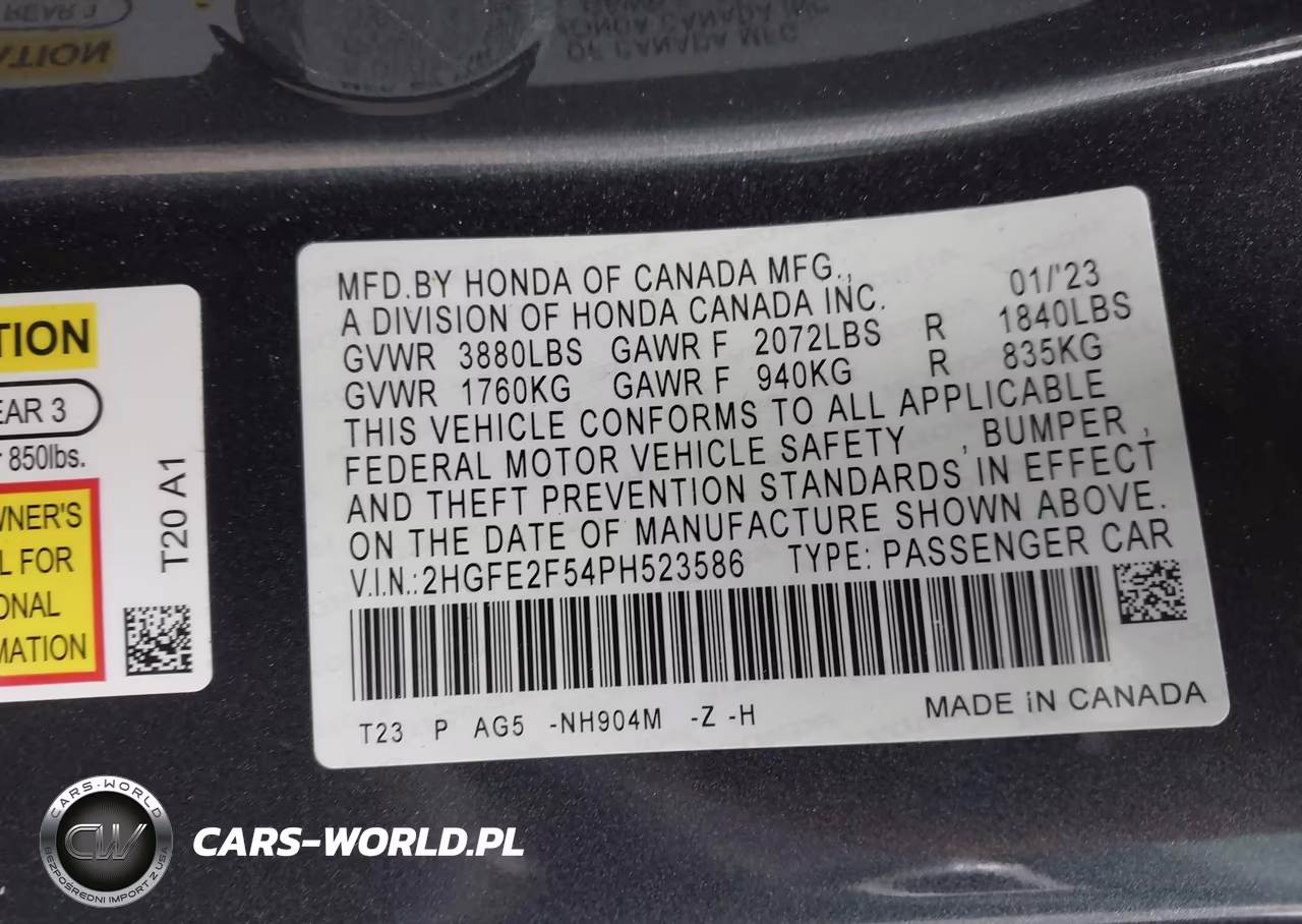 2023 Honda Civic Sport VIN:2HGFE2F54PH523586 - 9