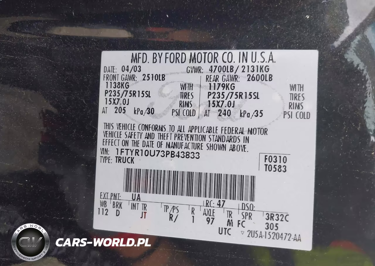 2003 Ford Ranger Edge-Xl-Xlt VIN:1FTYR10U73PB43833 - 9