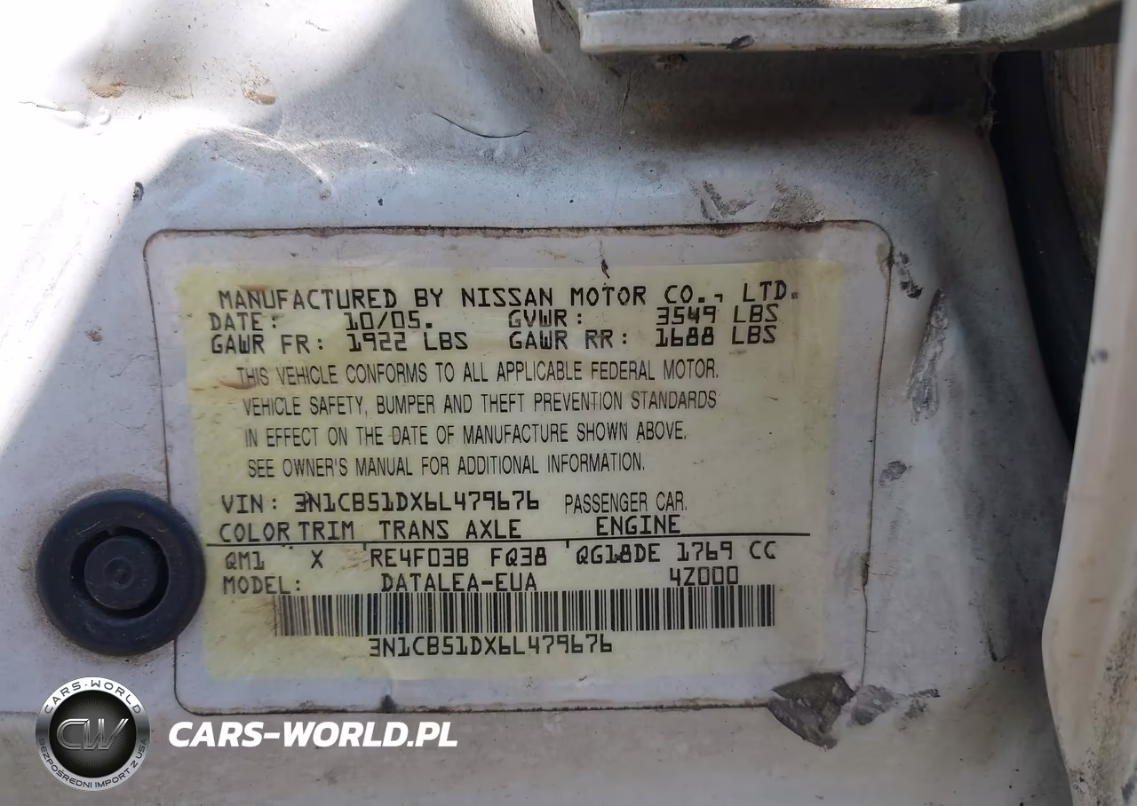 2006 Nissan Sentra 1.8S VIN:3N1CB51DX6L479676 - 9