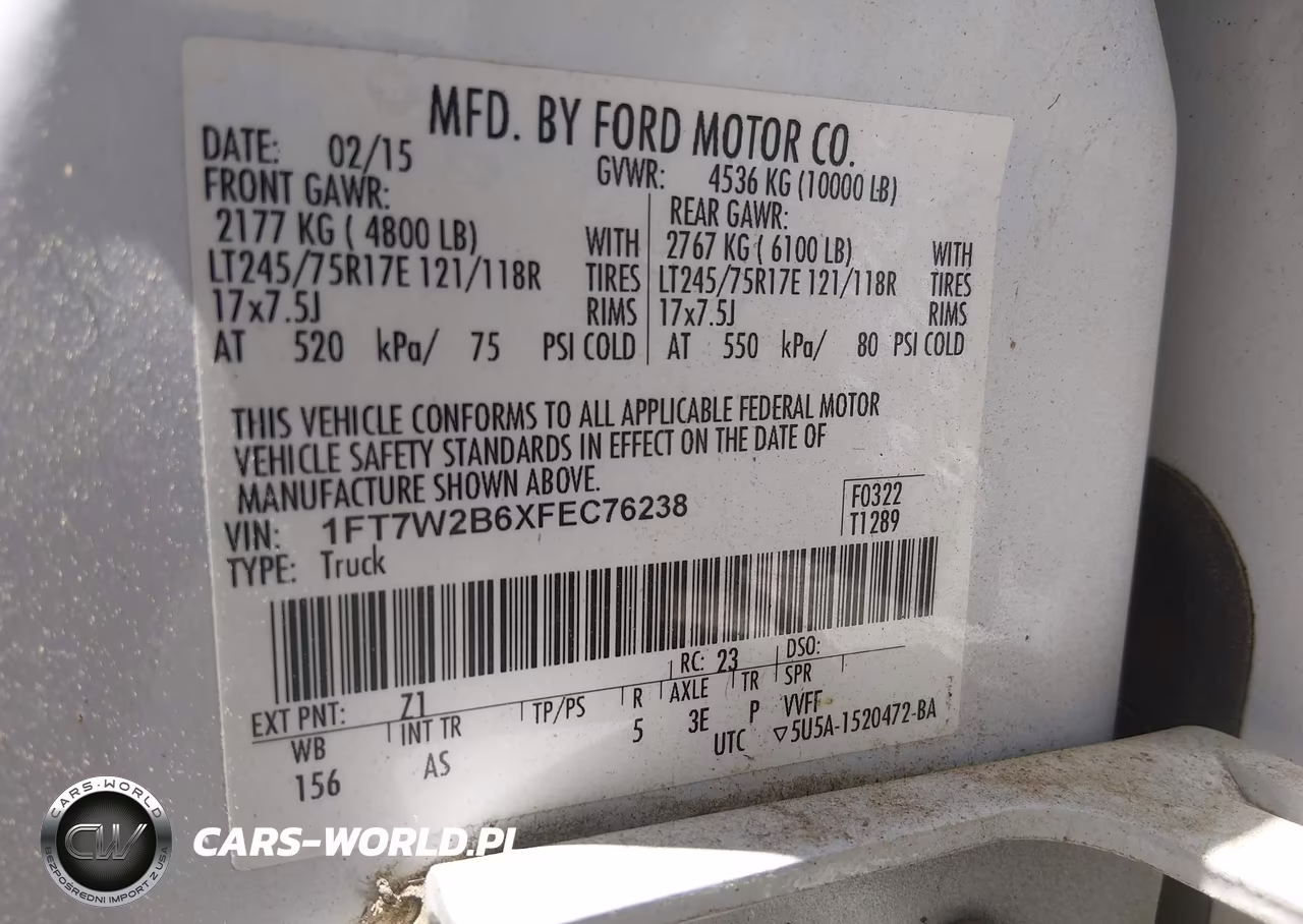 2015 Ford F-250 Xl VIN:1FT7W2B6XFEC76238 - 9