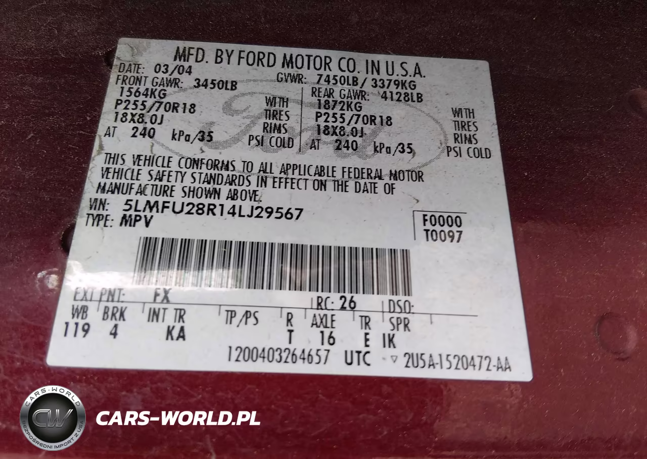 2004 Lincoln Navigator VIN:5LMFU28R14LJ29567 - 9