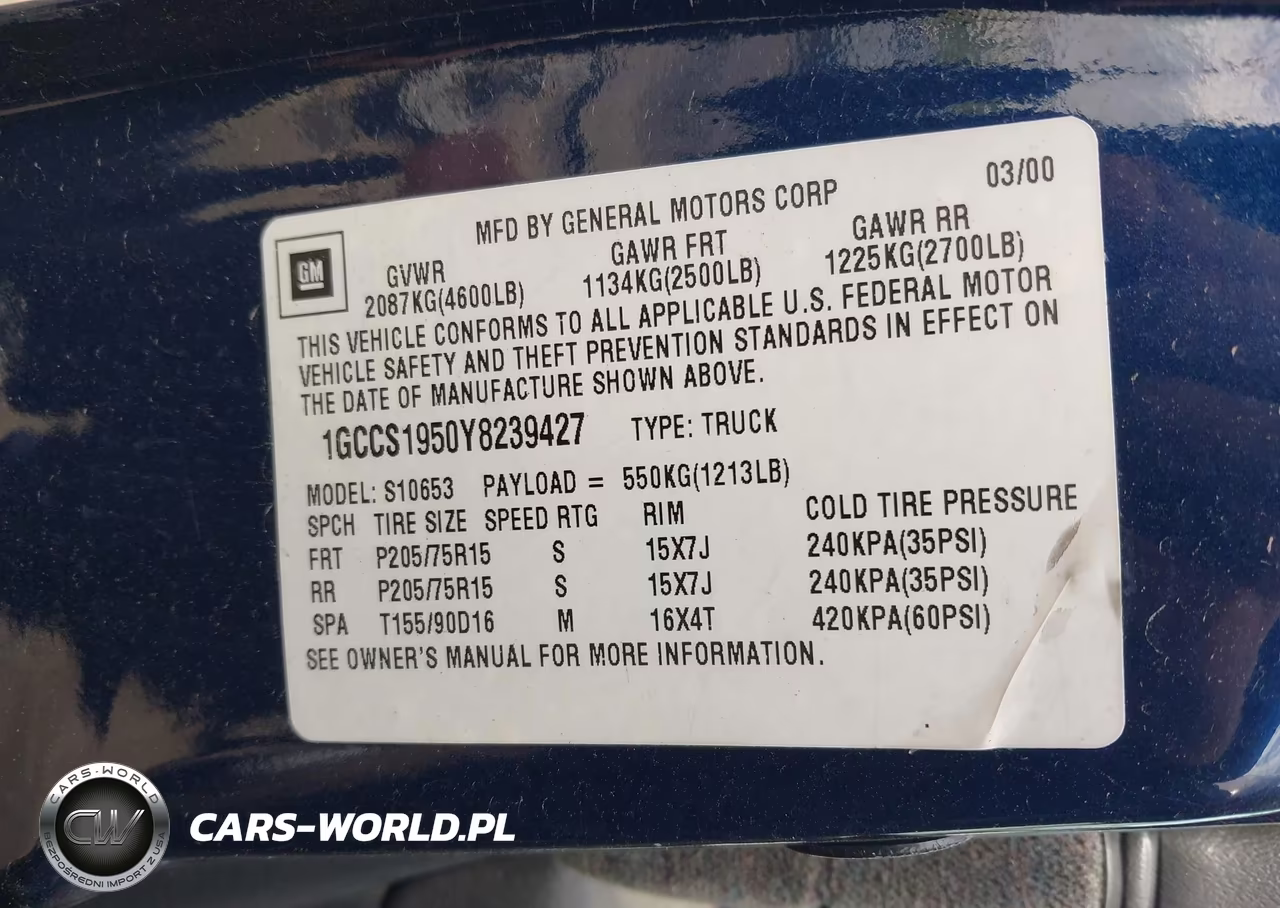 2000 Chevrolet S-10 Ls VIN:1GCCS1950Y8239427 - 9
