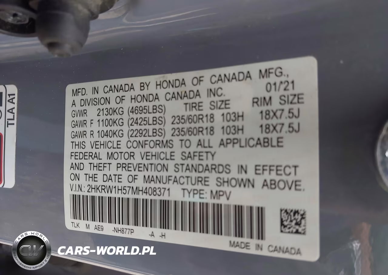2021 Honda Cr-V 2Wd Ex VIN:2HKRW1H57MH408371 - 9