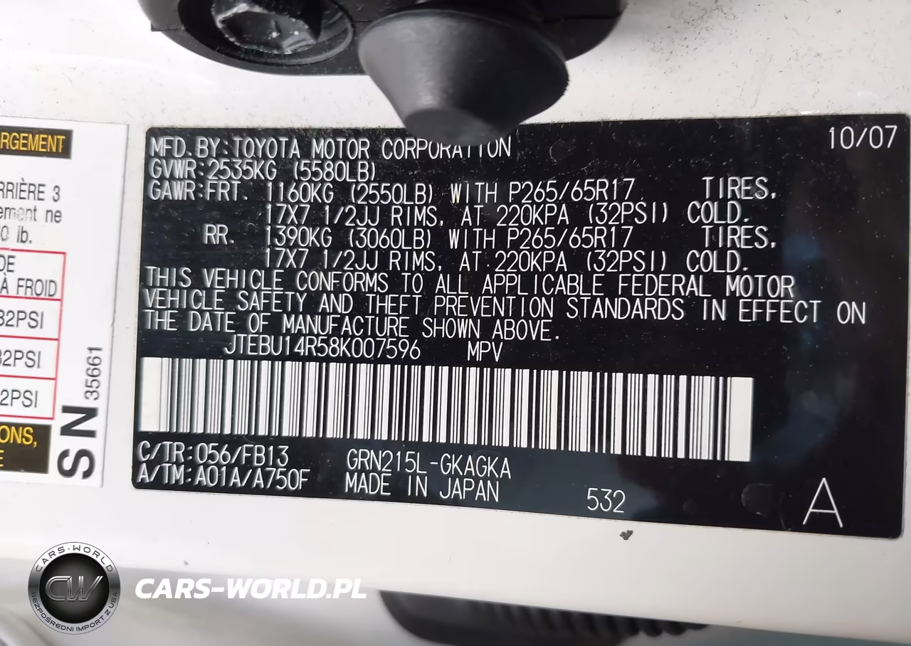 2008 Toyota 4Runner Sport V6 VIN:JTEBU14R58K007596 - 9